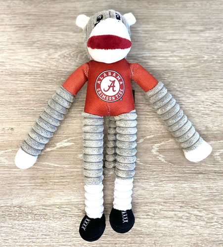 Sock Monkey with Football Squeaking Dog Toy