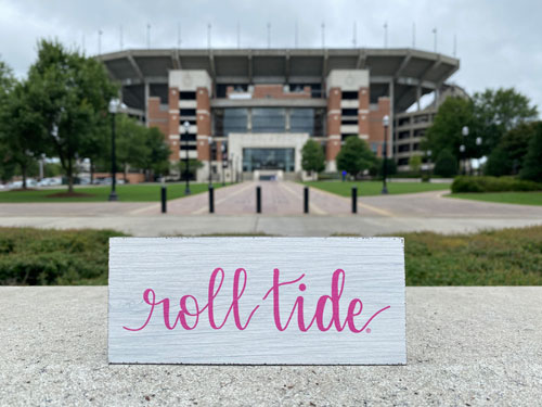 Pink Roll Tide 6inch Wood Tabletop Stick