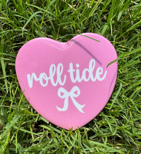 Pink Roll Tide/Bow Heart Button
