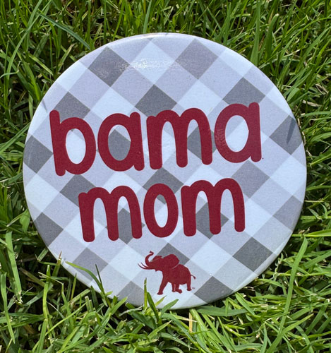 Gingham Bama Mom Gameday Button