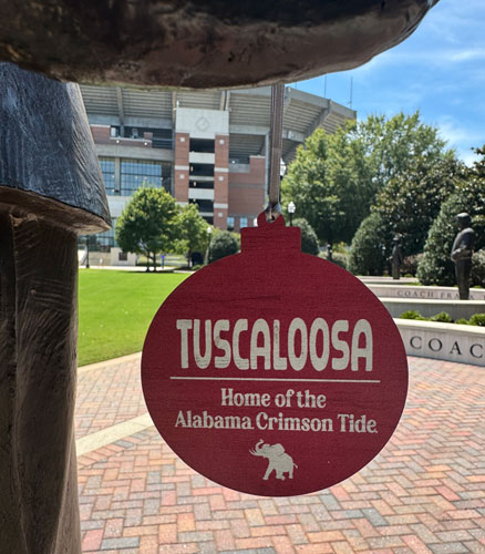 Tuscaloosa/Home of the Alabama Crimson Tide Wood Christmas Ornament