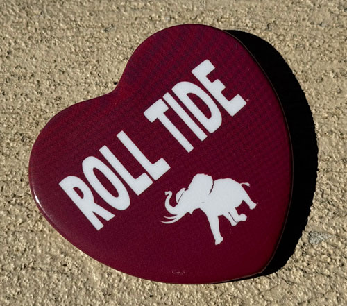 Crimson Roll Tide/pachyderm Heart Button