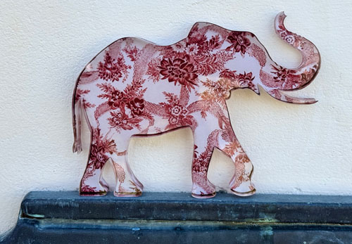 Acrylic Crimson Floral Elephant