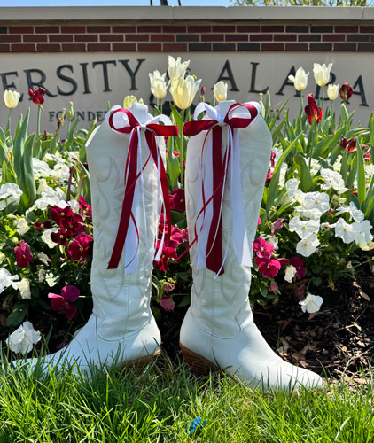 Crimson/White Boot Bows