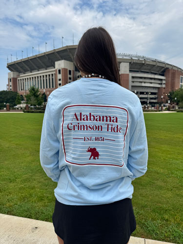 Alabama Moon Striped Long Sleeve Comfort Color T-Shirt