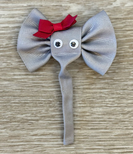 Gray Polka-dot Elephant Hairbow