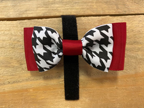 Houndstooth/Crimson Dog Bow