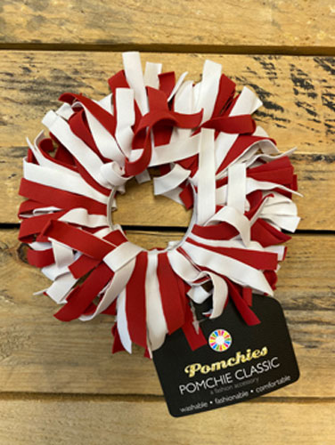 Crimson & White Spirit Pom-Pom Scrunchie