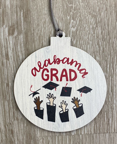 Wood Alabama Graduation Christmas Ornament