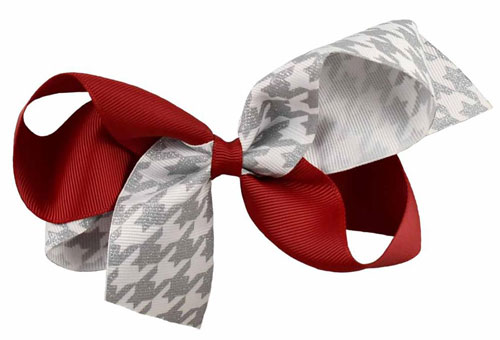 Crimson & Glitter Houndstooth Hairbow