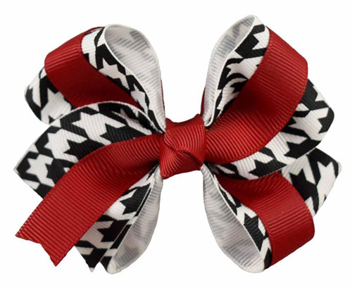 Crimson & Houndstooth Hair Bow