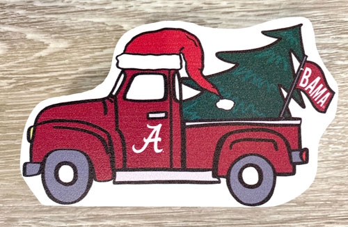Alabama Christmas Truck with Tree Table Top Block