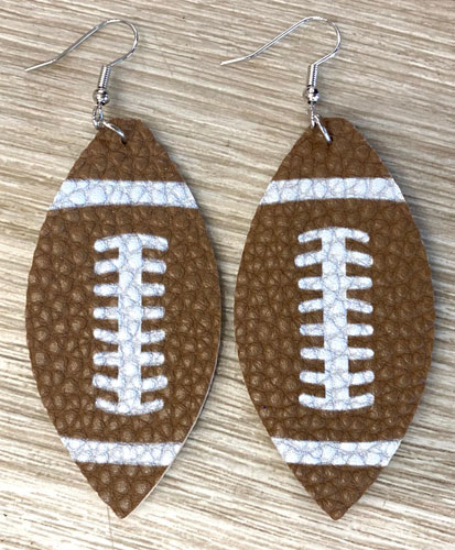 Faux Leather Football Drop Earrings