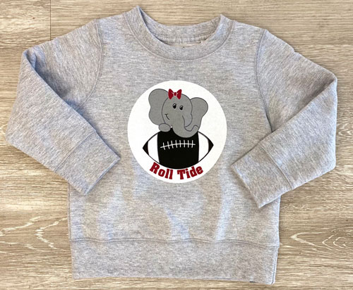 Girlie Elephant with Football Toddler Crew Sweatshirt