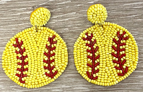 Seed Bead Softball Earrings