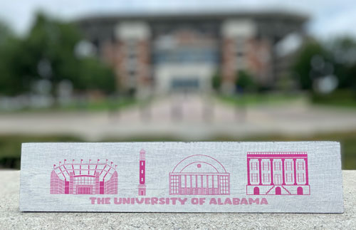 Pink University of Alabama Skyline Wood Tabletop Stick
