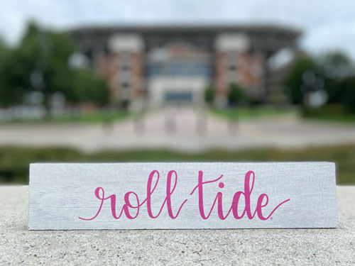 Pink Roll Tide Wood Tabletop Stick