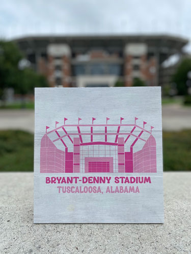 Pink Bryant Denny Stadium Wood Square