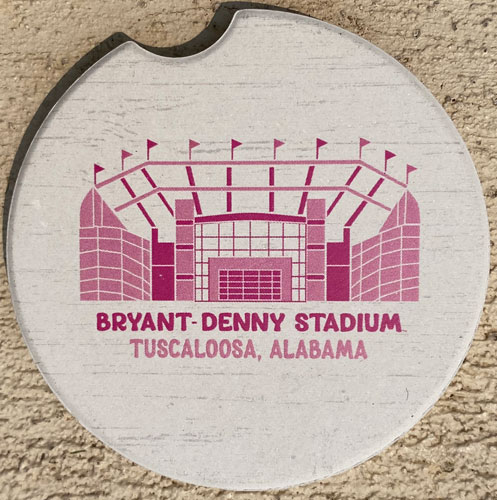 Pink Bryant Denny Stadium Car Coaster