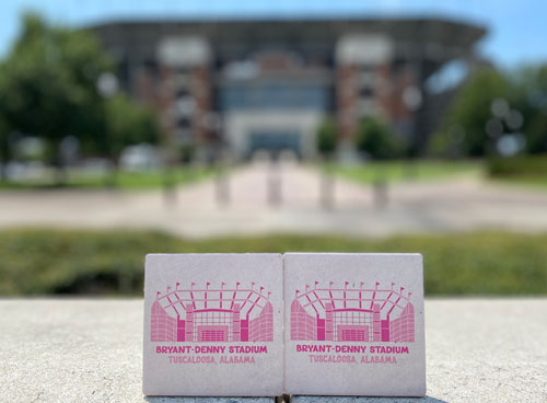 2pk Pink Bryant Denny Stadium Sandstone Coaster Set